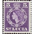 St Lucia QEII 1954 5c Violet Hinged Mounted Min...