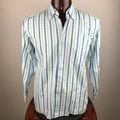 Alan Flusser Casual Dress Shirt M Blue/White St...
