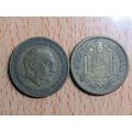 Spain 1954 Franco 1953-54* 2`50 Peseta Coin