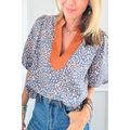 Ashleigh Blue Leopard Print Spot Contrast V Nec...