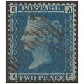 1858 SG45 2d Blue Plate 8 Fine Used "AE" . .. .