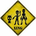 Alien Crossing 8" Metal Sign yellow caution alu...