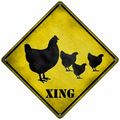 Chicken Crossing 8" Metal Sign yellow caution a...