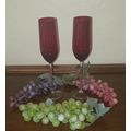 VINTAGE RUBY RED CHAMPAGNE LONG STEMMED FLUTE G...