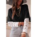 Black Lace Long Sleeve Insert Drop Shoulder Tee