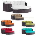 Outdoor Patio Brown Rattan Round Day Bed Lounge...