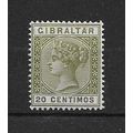 Gibraltar.SG25 20c Olive-Green.Mounted Mint.Nov19