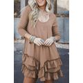 Goat Scoop Neck Tiered Ruffled Hem Long Sleeve ...