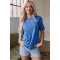 Sky Blue Vintage MOTHERHOOD Letter Graphic T Shirt