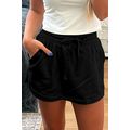 Black French Terry Drawstring Mini Skort with P...