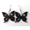 Celestial Black Butterfly Earrings Silver Plated Hooks Wiccan