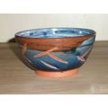 Blue / Brown Glazed Studio Pottery Bowl - Marked
