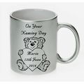 Cute Bear with Heart Silver Pearl Ceramic Mug P...