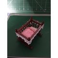 Mahogany Rocking Cradle Pink Spotty Bedding 1:1...
