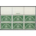 QE2, MNH VF 15¢ Top Plate Block of Six Stamps *...
