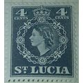 St Lucia QEII 1954 4c Slate Hinged Mounted Mint...