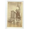 Victorian cdv photo girl standing by chair unst...