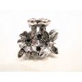 Silver metal blue/black flower butterfly crysta...