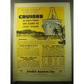 1960 Swedish American Line Cruise Ad - Sun Blest Cruises on world-famous ships