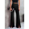 Black Split Hem High Waist Pants