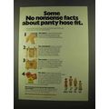 1975 No Nonsense Panty Hose Ad - Facts About Fit