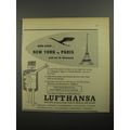 1956 Lufthansa Airlines Ad - Non-stop New York to Paris and on to Germany