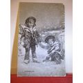 SNOWBALLING used antique postcard by G.D. & D. ...