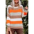 Multicolor Color Block Striped Knitted Drop Sho...
