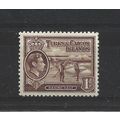 Turks&Caicos.SG196 1d Raking Salt (Red-Brown).M...