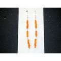 Beautiful dark orange long drop slim earrings w...