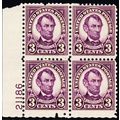 635, Mint NH 3¢ Lincoln Plate Block CV $35 ** S...