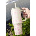 White Flower Print Handle Insulated Large Tumbl...