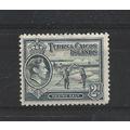 Turks&Caicos.SG198 2d Raking Salt (Grey).Mounte...