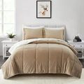 King Plush Microfiber Reversible Comforter Set ...