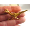 Vintage Road Runner Bird Gold Gilt Brooch Pin