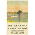 The Isle Of Man For Happy Holidays Railway Poster Postcard