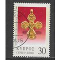 CYPRUS 2000 JEWELLERY GOLD CROSS 30c USED SG?