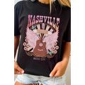 Black NASHVILLE Music City Graphic Print Short ...