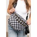 Color black Checkered Print Wide Strap Large Cr...