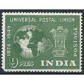 India 1949 SG325 9p Green UPU (pulled corner) M...