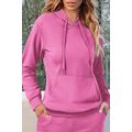 Bonbon Solid Color Fleece Lined Drawstring Hood...