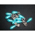 10 turquoise colour teardrop spacer bails for e...