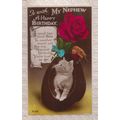 Nephew Cat Kitten In Top Bowler Hat Wren Birthd...