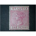 St Lucia QV 1883 1d Carmine Rose Die 1 Wmk Crow...