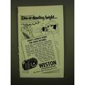 1952 Weston Exposure Meter Ad - Dim or Dazzling Bright