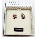 Tear Drop Rose Gold Plated & Black Stripe Earri...