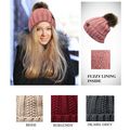 Beanie Caps - Fuzzy Lined Beanie w/ Faux Fur Po...