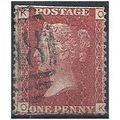 1858 SG43 1d Red Plate 208 Good Used "OK" Trimm...