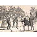 A GAME AT BOWLS 1872 Rural Scene VICTORIAN ENGR...