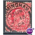 GB stamps 1902-10 KEV11 - 1d SG219 Birmingham 3